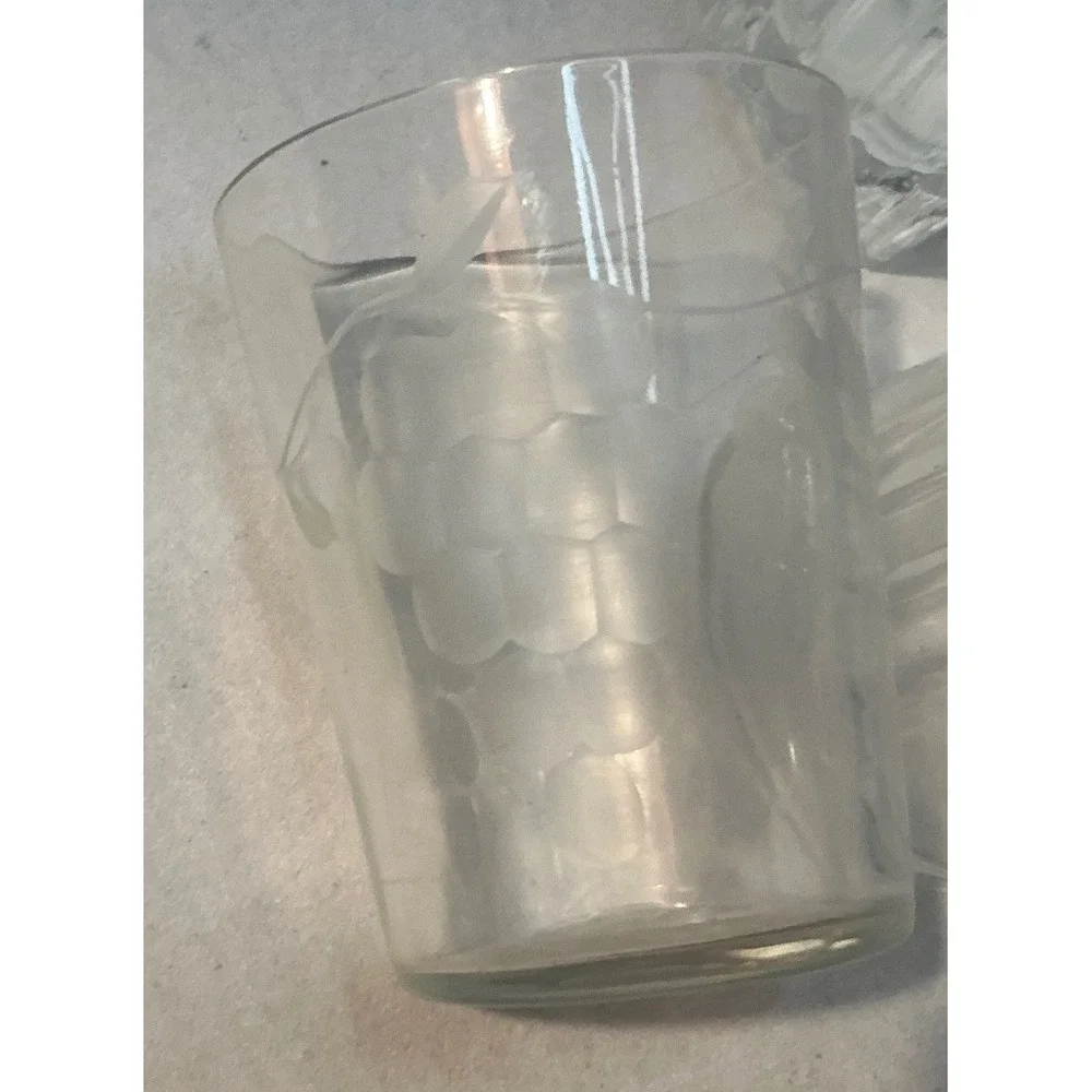 Vintage Ice Bucket with 6 Assorted Shot Glasses Wood Grain MCM Style